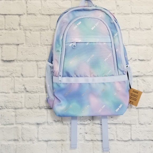 PINK Victoria's Secret Tie Dye Collegiate Backpack Bag Logo Full Size New - Picture 9 of 16